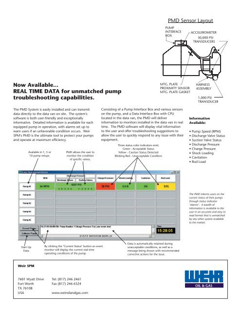 pump monitoring device flyer - front - Weir Oil & Gas Division