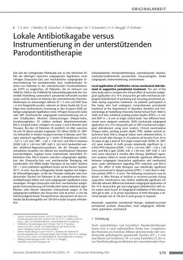 Lokale Antibiotikagabe versus Instrumentierung ... - Zahnheilkunde.de