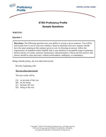 ETS Proficiency Profile Sample Questions with Directions