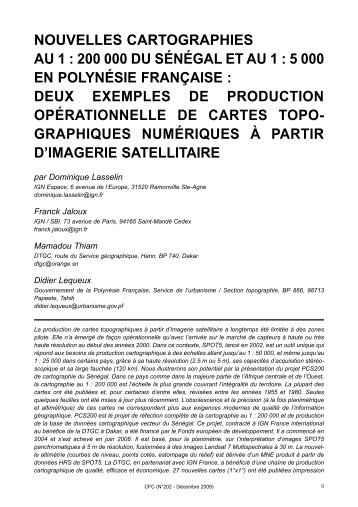 nouvelles cartographies au 1 : 200 000 du sénégal et au 1 - Comite ...