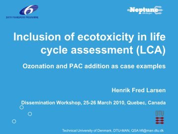 Inclusion of ecotoxicity in LCA. Ozonation and PAC addition ...