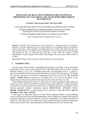 INFLUENCE OF REACTION TEMPERATURE ON OPTICAL ...