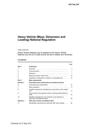 Heavy Vehicle (Mass, Dimension and Loading ... - NSW Legislation