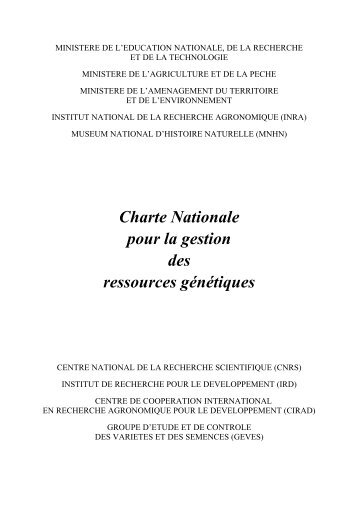 Charte nationale pour la gestion des ressources gÃ©nÃ©tiques