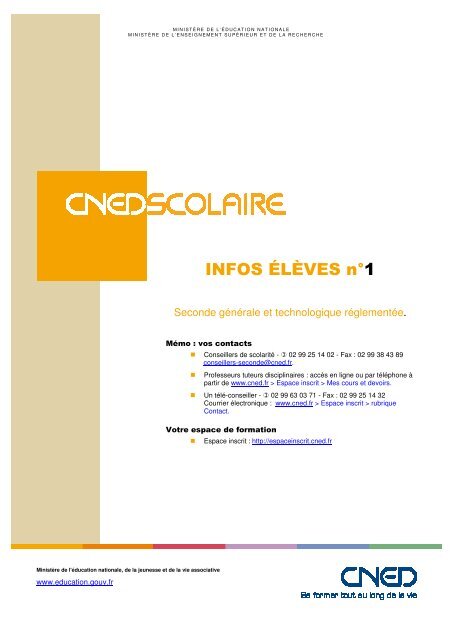 INFOS ÃLÃVES nÂ°1 - Espace Inscrit