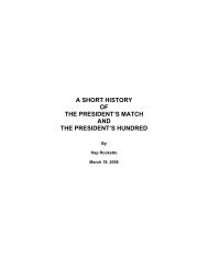 a short history of the president's match and the president's hundred