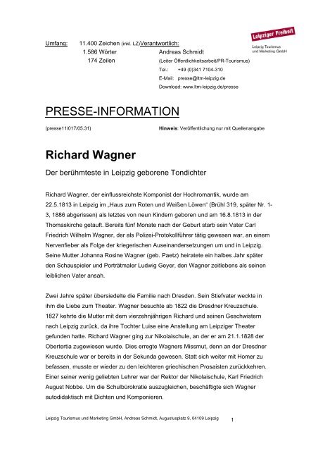 pdf 24.9 kB - Leipzig: Richard Wagner - JubilÃ¤umsjahr 2013: 200 ...