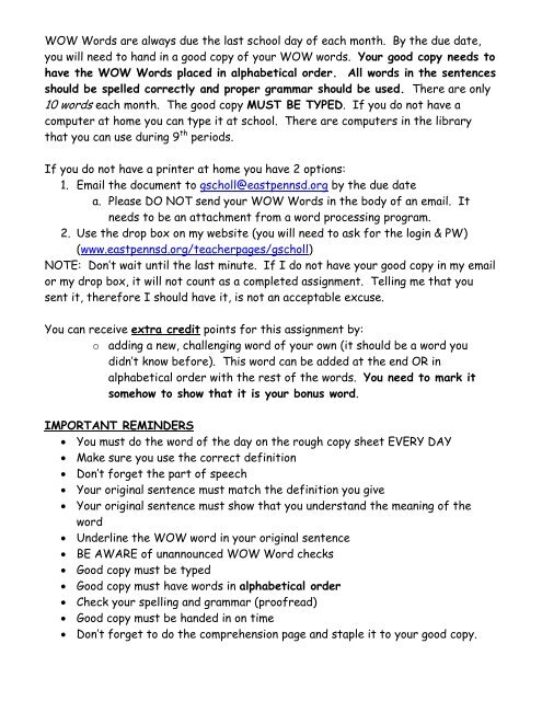 the detailed explanation sheet - East Penn School District