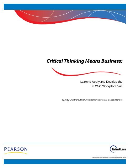 Critical Thinking Means Business (374.34 KB) - Pearson TalentLens