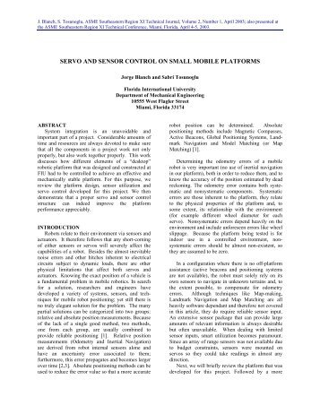 servo and sensor control on small mobile platforms - Engineering ...