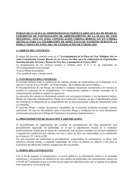 Pliego Clausulas Administrativas - Ayuntamiento de Utrera
