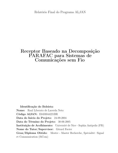 Receptor Baseado na DecomposiÃ§Ã£o PARAFAC para Sistemas de ...