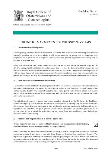 The Initial Management of Chronic Pelvic Pain (Guideline No. 41 ...