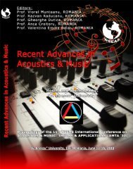 RECENT ADVANCES in ACOUSTICS & MUSIC ... - Wseas.us