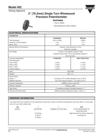 Model 402 3â (76.2mm) Single Turn Wirewound Precision ...