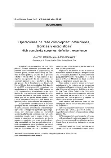 Operaciones de “alta complejidad” definiciones, técnicas y ...