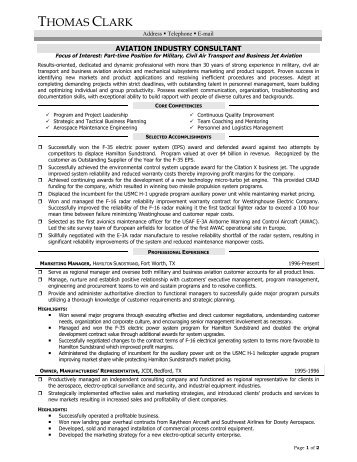 Aviation Industry Consultant - Resume Prime