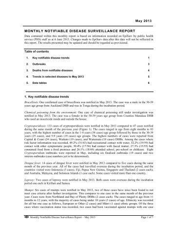 Monthly Notifiable Disease Surveillance Report - Public Health ...