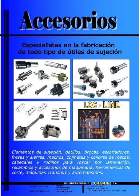 GALAN - Porta herramientas y accesorios para tornos automáticos y ...