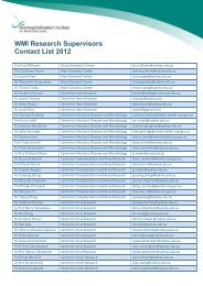WMI Research Supervisors Contact List 2012 - Westmead ...