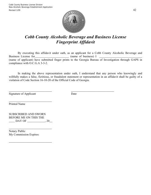 Cobb County Business License Division 1 New Alcoholic Beverage ...