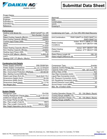 rweyq252ptju (hr) - Daikin AC