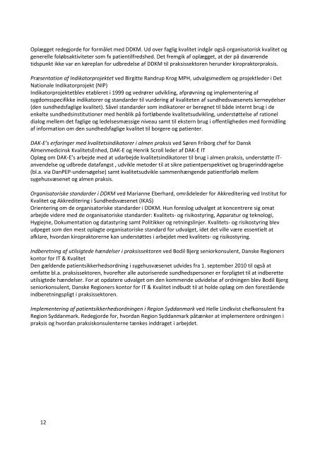 anbefalinger og afsluttende rapport - Dansk Kiropraktor Forening