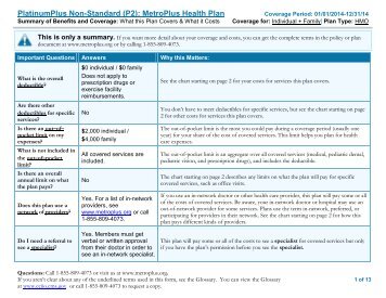 PlatinumPlus Non-Standard (P2): MetroPlus Health Plan