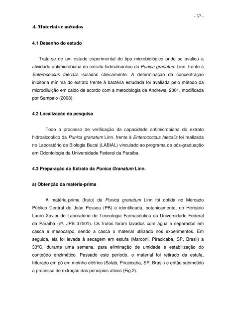 AVALIAÃÃO DA ATIVIDADE ANTIMICROBIANA âIN VITROâ - CCS ...