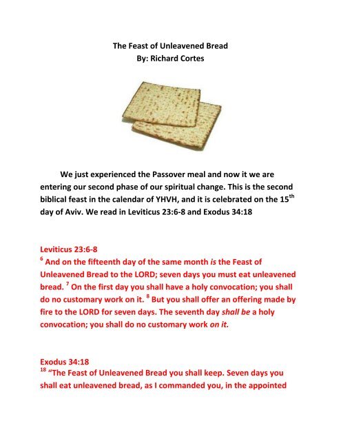What does the days of Unleavened Bread mean?
