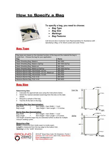 How to Specify a Bag - Ground Zero Electrostatics