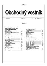 OBSAH OBCHODNÃ REGISTER