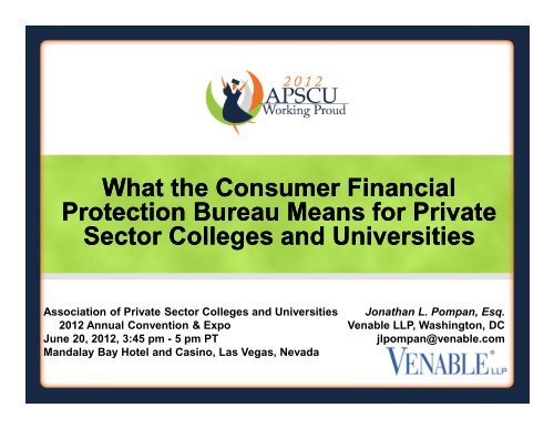 What the Consumer Financial Protection Bureau ... - Venable LLP