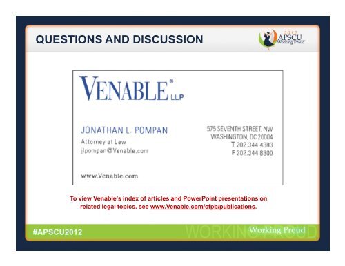 What the Consumer Financial Protection Bureau ... - Venable LLP