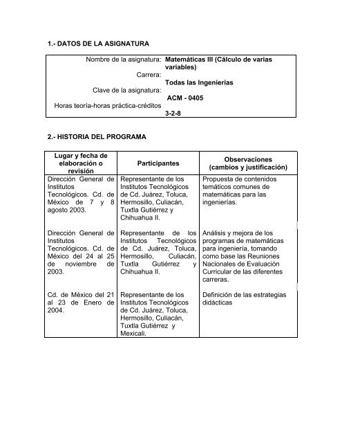 MATEMATICAS III 2004.pdf - Instituto TecnolÃ³gico de TehuacÃ¡n