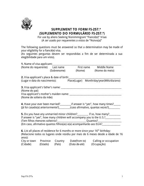 Fs251 Letter.pdf supplement to form fs-257.ª - Embaixada dos Estados Unidos no Brasil