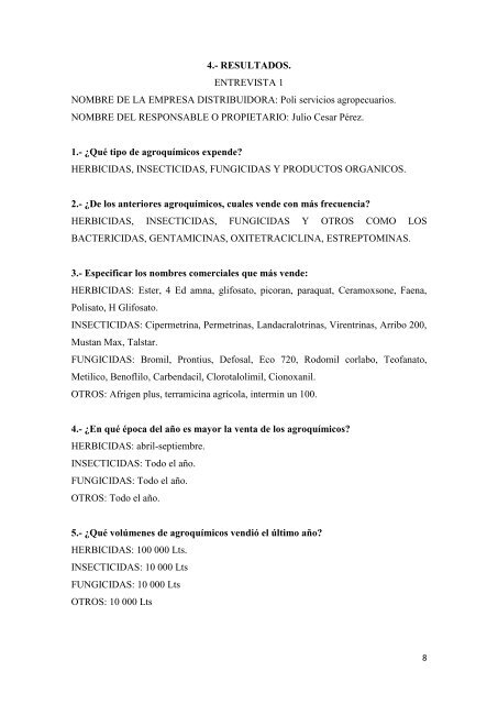 Practica 07 Entrevista a distribuidoras de agroquimicos