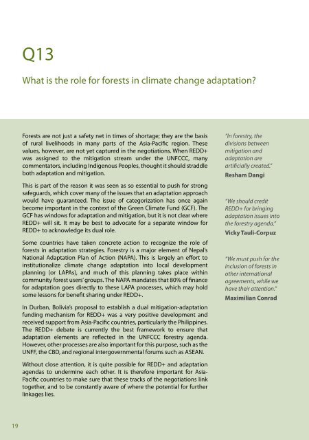 Forests and climate change after Durban - RECOFTC