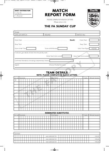 Match Report Form