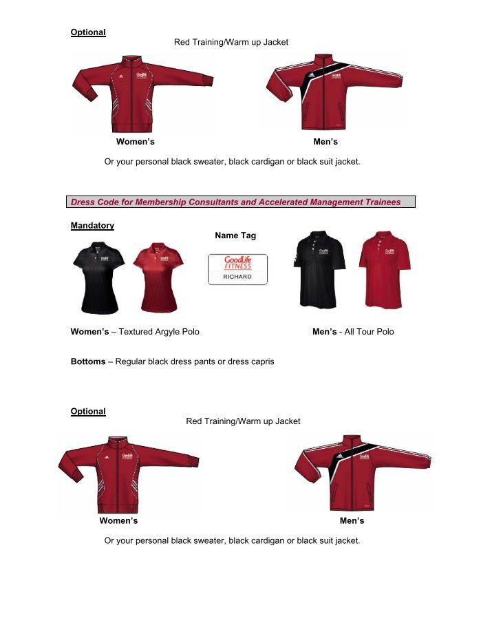 goodlife fitness dress code Updated Associate Uniform Policy