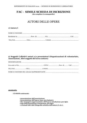 Schede di iscrizione e liberatorie [Pdf - 116 KB] - Cesvot