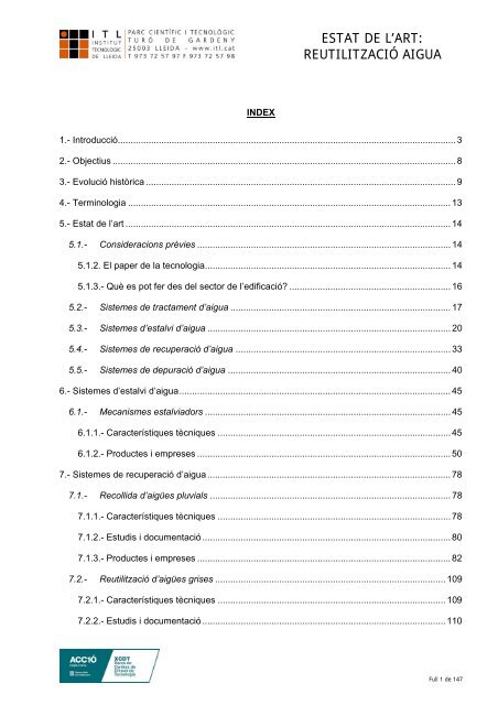 reutilitzaciÃ³ aigua - Institut TecnolÃ²gic de Lleida