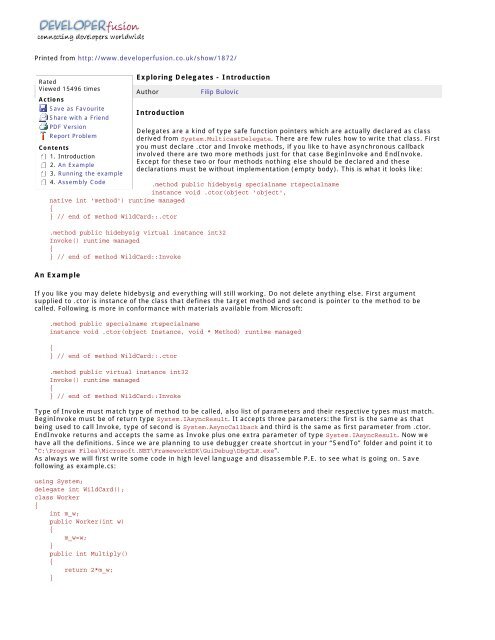 Exploring Delegates - Introduction Introduction An ... - A2Z Dotnet