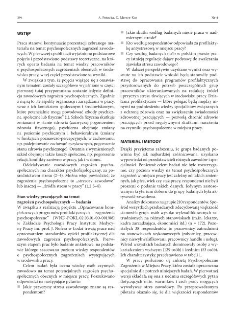 Pełen tekst (PDF) - Instytut Medycyny Pracy im. prof. J. Nofera