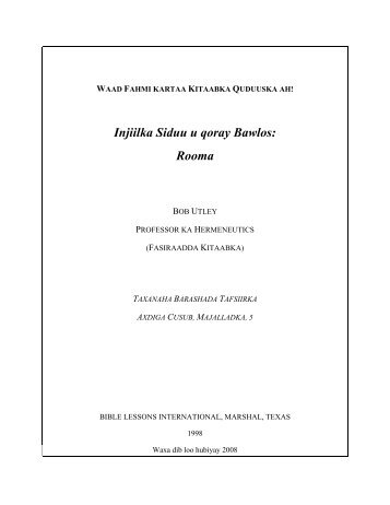 Injiilka Siduu u qoray Bawlos: Rooma - Free Bible Commentary