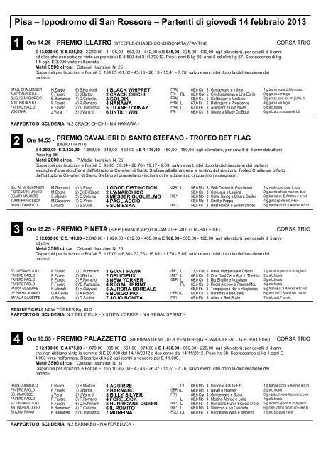 Il programma in formato .pdf - Ippodromo San Rossore