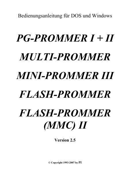 pg-prommer i + ii multi-prommer mini-prommer iii flash ... - INEE