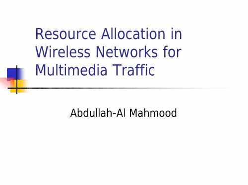 Resource Allocation in Wireless Networks for Multimedia Traffic
