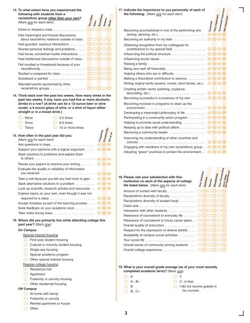 Findings from the 2009 Administration of the Your First College Year ...