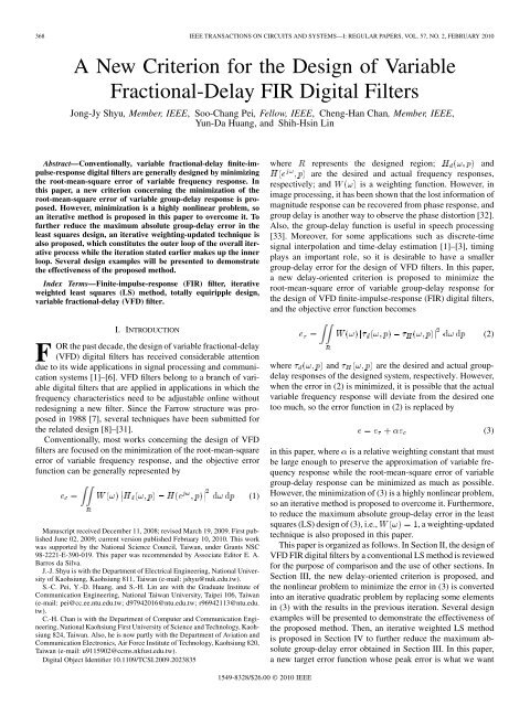 A New Criterion for the Design of Variable Fractional ... - IEEE Xplore